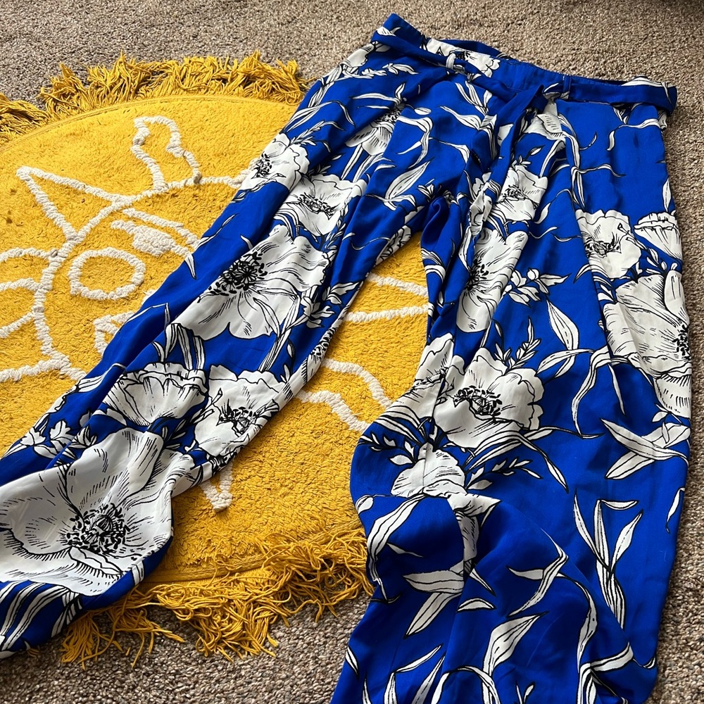Floral Blue and White Women's Pants from Denmark